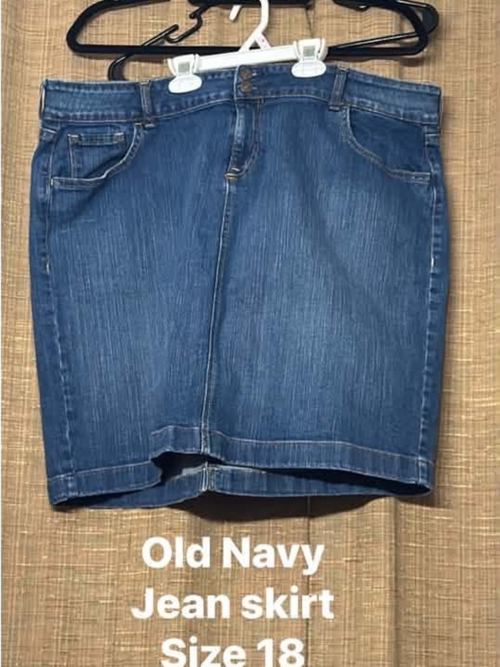 Old Navy Blue Denim Pencil Skirt with Front Slit
